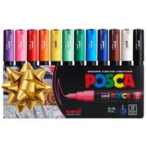 Conjunto de 12 Marcadores Uni Posca 1M com Pontas Extra Finas