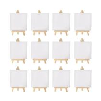 Conjunto De 12 Mini Cavalete Infantil Com Tela De 5 Polegadas E 3x3 Polegadas Para Pintura, Desenho, Conjunto De 12 Mini Cavalete Infantil Com Tela De 5 Polegadas E 3x3 Polegadas Para Pintura, Desenho,
