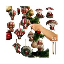 Conjunto De 12 Peças De Decorações De Natal Em Madeira Para Pendurar, Incluindo Papai Noel E Balão Conjunto De 12 Peças De Decorações De Natal Em Madeira Para Pendurar, Incluindo Papai Noel E Balão