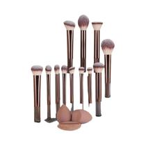 Conjunto De 12 Pincéis De Maquiagem Profissionais Para Sombra, Pó E Blush, 2 Esponjas E 1 Puff De Pó