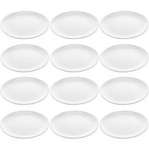 Conjunto de 12 Pratos de Melamina Brancos 25,5cm para Servir Petiscos Restaurantes Lyor