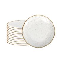 Conjunto De 12 Pratos Raso Rústico Marrom Em Porcelana Decorada 25 Cm - Tramontina 96980012 Conjunto De 12 Pratos Raso Rústico Marrom Em Porcelana Decorada 25 Cm - Tramontina 96980012