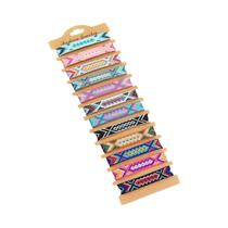 Conjunto De 12 Pulseiras De Amizade Ajustáveis Em Estilo Boêmio Do Nepal Com Fecho De Nó Deslizante