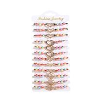 Conjunto De 12 Pulseiras De Liga Em Formato De Coração Com Contas Para Mulheres, Com Diamantes Conjunto De 12 Pulseiras De Liga Em Formato De Coração Com Contas Para Mulheres, Com Diamantes