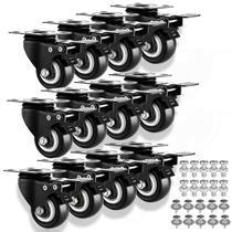 Conjunto de 12 rodas Caster Wheels industriais pesadas de 5 cm com freio Conjunto de 12 rodas Caster Wheels industriais pesadas de 5 cm com freio
