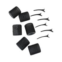 Conjunto De 12 Tubos De Ferro Para Cachos Autoadesivos Pretos, Ferramenta De Estilo Para Franja