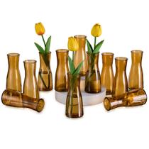 Conjunto de 12 vasos Vase Glasseam Brown Glass Bud para peças centrais