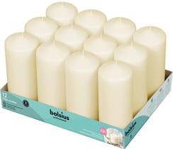 Conjunto de 12 velas Pillar Candles BOLSIUS Ivory de 6,7 x 2,7 polegadas