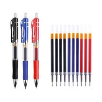 Conjunto De 13 Canetas Gel Retráteis Pretas, Vermelhas E Azuis De 0,5mm Com Refil Substituível Para