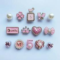 Conjunto De 14 Peças De Acessórios Para Sapatos Com Pérolas Rosa E Strass, Fivelas De Corrente Com Conjunto De 14 Peças De Acessórios Para Sapatos Com Pérolas Rosa E Strass, Fivelas De Corrente Com