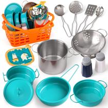 Conjunto de 14 peças de aço inoxidável Play Kitchen Toy Veitch fairytales