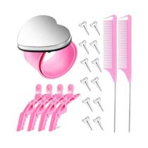 Conjunto De 14 Peças Para Estilização De Cabelo: Pentes De Metal, Anéis De Seccionamento E Suporte Conjunto De 14 Peças Para Estilização De Cabelo: Pentes De Metal, Anéis De Seccionamento E Suporte