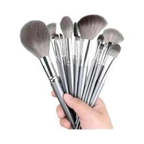 Conjunto De 14 Pincéis De Maquiagem Prata Para Pó, Blush, Corretivo, Base, Sombra, Delineador -