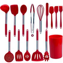Conjunto de 14 utensílios de cozinha de silicone antiaderente e copo de armazenamento Conjunto de 14 utensílios de cozinha de silicone antiaderente e copo de armazenamento