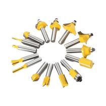 Conjunto De 15 Brocas De Roteador De 1/4 De Polegada Em Carboneto De Tungstênio Para Fresagem E