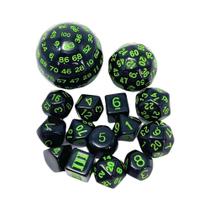 Conjunto De 15 Dados Poliedricos Para Jogos De Tabuleiro DND RPG Com Bolsa De Tecido POP D3-D100