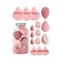 Conjunto De 15 Esponjas De Maquiagem Mini Beauty Blender Para Pó Com Pote De Armazenamento, Almofada
