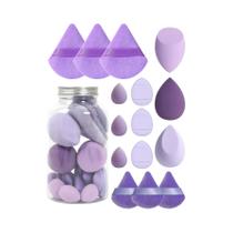 Conjunto De 15 Esponjas De Maquiagem Mini Puff De Pó Triangular Com Frasco De Armazenamento
