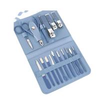 Conjunto De 16 Peças De Cortadores De Unhas Profissionais E Alicates De Cutícula Com Estojo De Couro