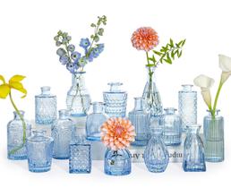 Conjunto de 16 Vasos Vintage de Vidro Azul SUPMIND Conjunto de 16 Vasos Vintage de Vidro Azul SUPMIND