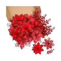 Conjunto De 18 Flores E Frutas Artificiais Com Glitter Para Decoração De Árvore De Natal 2026 Conjunto De 18 Flores E Frutas Artificiais Com Glitter Para Decoração De Árvore De Natal 2026