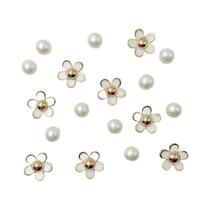 Conjunto De 18 Peças De Acessórios Para Sapatos Com Flores De Pérola Margarida Branca, Decorações