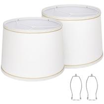 Conjunto de 2 abajures para luminárias de mesa, luminárias de chão, tecido branco Conjunto de 2 abajures para luminárias de mesa, luminárias de chão, tecido branco