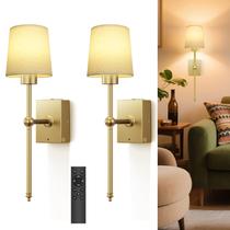 Conjunto de 2 arandelas de parede operadas por bateria - luzes de parede recarregáveis douradas de 8000 mAh, LED regulável com controle remoto e temporizador, luminárias de parede sem fio para decoração de quarto, corredor e sala de estar Conjunto de 2 arandelas de parede operadas por bateria - luzes de parede recarregáveis douradas de 8000 mAh, LED regulável com controle remoto e temporizador, luminárias de parede sem fio para decoração de quarto, corredor e sala de estar