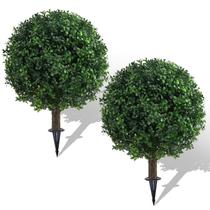 Conjunto de 2 Árvores de Topiaria Artificial de Buxo AOKIIE