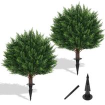 Conjunto de 2 Árvores Topiárias Artificiais Yangrass 58 cm Resistente a UV Conjunto de 2 Árvores Topiárias Artificiais Yangrass 58 cm Resistente a UV