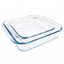 Conjunto de 2 Assadeiras Refratárias de Vidro 900ml e 1,8L Conjunto de 2 Assadeiras Refratárias de Vidro 900ml e 1,8L
