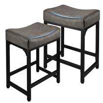 Conjunto de 2 bancos de bar FLYZC com altura de balcão de 24 cm com assento de selim