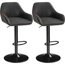 Conjunto de 2 Bancos de Bar Giratorios de Cuero PU Yaheetech en Negro