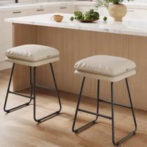 Conjunto de 2 bancos de bar VASAGLE 65 cm Counter Leather Bege