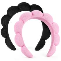 Conjunto de 2 bandanas de spa Ztomine Terry Cloth rosa e preto
