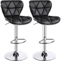 Conjunto de 2 Banquetas Ajustáveis de Couro PU Giratórias Yaheetech Conjunto de 2 Banquetas Ajustáveis de Couro PU Giratórias Yaheetech