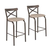 Conjunto de 2 banquetas cozinha jantar ciplafe paris tubo bronze assento estofado