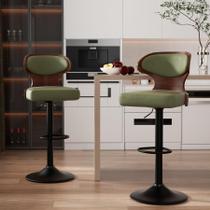 Conjunto de 2 Banquetas Nalupatio com Altura Ajustável e Giro Verde Conjunto de 2 Banquetas Nalupatio com Altura Ajustável e Giro Verde