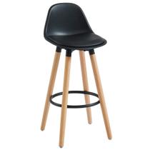 Conjunto de 2 banquetas para balcão WHI 66 cm em material sintético com pernas de madeira Conjunto de 2 banquetas para balcão WHI 66 cm em material sintético com pernas de madeira