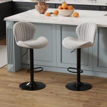 Conjunto de 2 Banquetas Youhauchair de Veludo Ajustáveis com Giro 360 Cinza