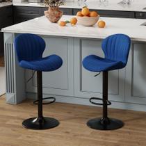 Conjunto de 2 Banquetas Youhauchair de Veludo Ajustáveis com Giro