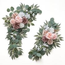 Conjunto de 2 brindes artificiais Dusty Rose Flowers para casamento