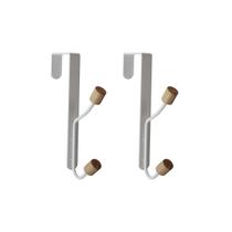 Conjunto de 2 Cabideiros Ferreiro com Gancho Para Porta Oikos BRANCO