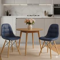 Conjunto de 2 Cadeira Charles Eames Botonê Eiffel Wood Estofada Diversas cores