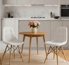 Conjunto de 2 Cadeira Charles Eames Botonê Eiffel Wood Estofada Diversas cores