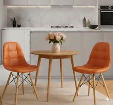 Conjunto de 2 Cadeira Charles Eames Botonê Eiffel Wood Estofada Diversas cores