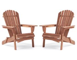 Conjunto de 2 Cadeiras Adirondack Dobráveis para Área Externa SoliWood em Madeira