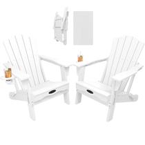 Conjunto de 2 Cadeiras Adirondack Dobráveis para Área Externa THOEOE em HDPE Branco Conjunto de 2 Cadeiras Adirondack Dobráveis para Área Externa THOEOE em HDPE Branco