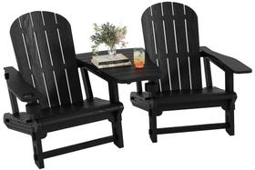 Conjunto de 2 Cadeiras Adirondack Shintenchi em HDPE para Área Externa Preto Conjunto de 2 Cadeiras Adirondack Shintenchi em HDPE para Área Externa Preto