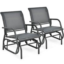 Conjunto de 2 Cadeiras Balanço Glider Giantex com Estrutura de Aço Cinza
